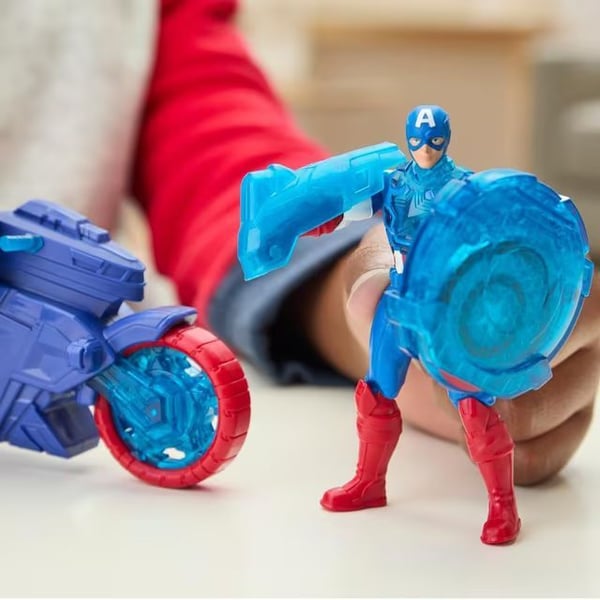 Marvel Avengers Epic World of Action Captain America Shield-Shot Cycle, moottoripyörä, 4 vuosi/vuosia, Muovi, Sininen, Punainen