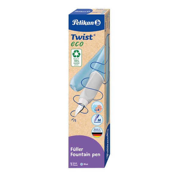 Pelikan 822206, Blå, Fyllesystem med patron, Blå, Plast, Rustfritt stål, Ambidekstriøs