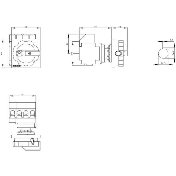 Hoved-/nødstoppbryter 4p. 32A 11,5kW/400V (3LD22541TL53)