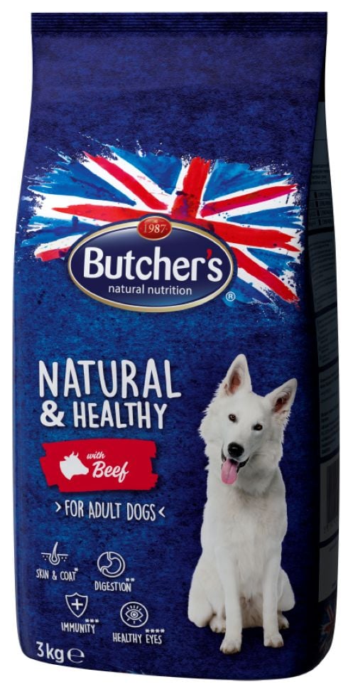 BUTCHER'S Natural&Healthy with beef - tørfoder til hunde - 10 kg