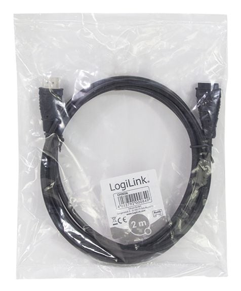 LogiLink CH0056, 2 m, HDMI Type A (Standard), HDMI Type A (Standard), 3D, 8,16 Gbit/s, Svart
