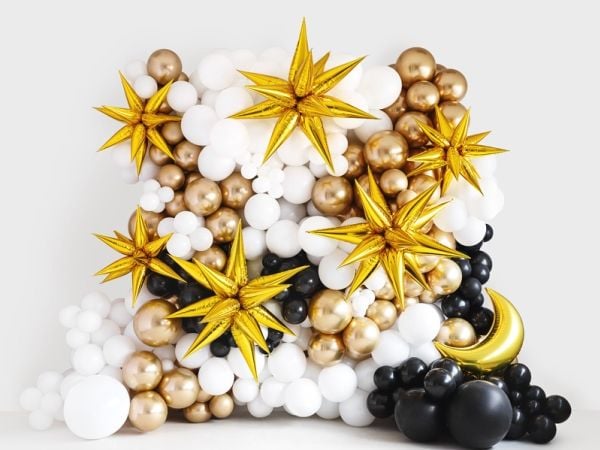 PartyDeco Star 3D, Lekeballong, Gull, Star, Ikke for barn under 36 måneder, 950 mm, 50 stykker