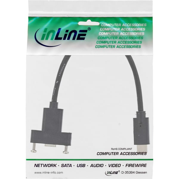 InLine 33441G USB-C-adapterkabel hane till hona 0,20 m USB 3.2 Gen.2, svart