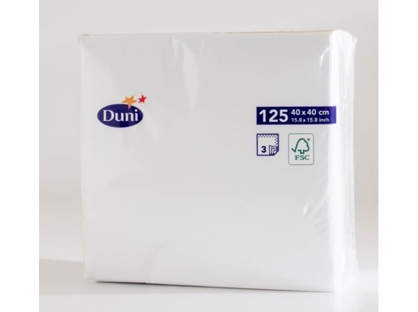 Duni - Serviet - Størrelse 40 x 40 cm - engangs - hvid (pakkaus 125 kpl)