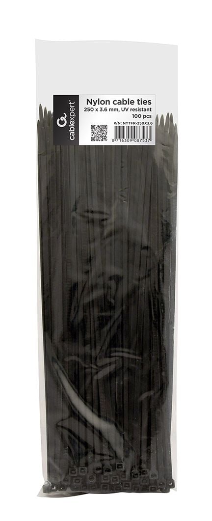 Gembird NYTFR-250X3.6 - Kabelsamlare - 26 cm - svart (paket om 100)