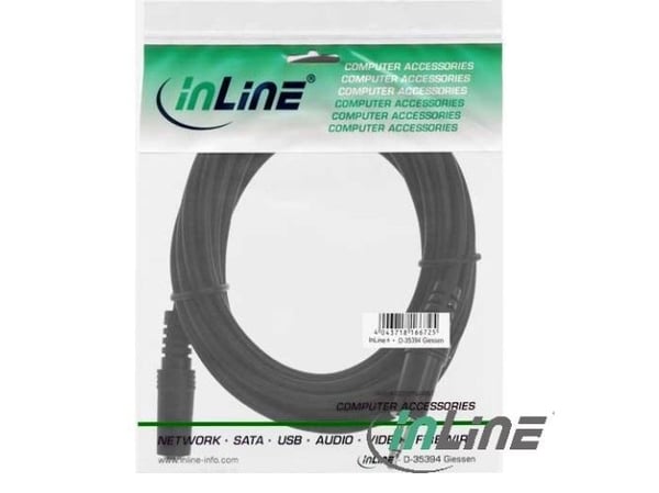 InLine 99933, 3,5 mm, urosliitin, 3,5 mm, naarasliitin, 3 m, musta