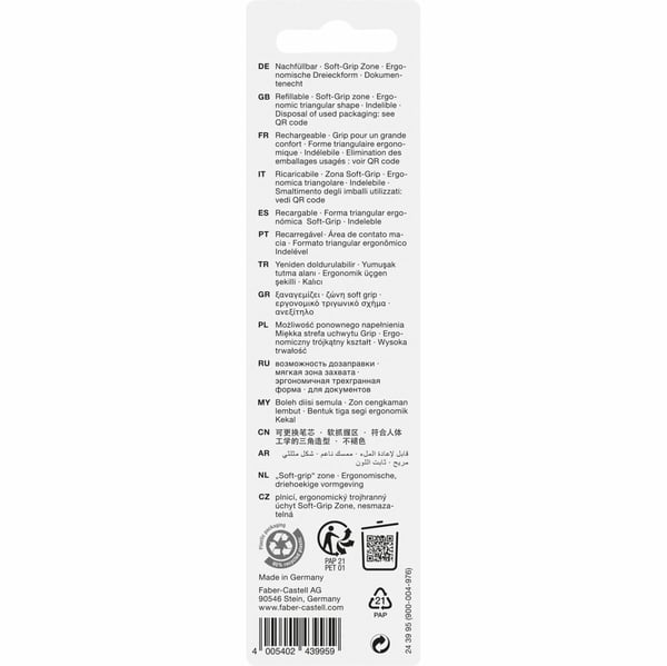 Faber-Castell 243995, Clips, Clip-on sisäänvedettävä kuulakärkikynä, uudelleentäytettävä, sininen, extra lihava