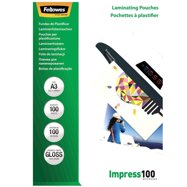 Fellowes A3 kirkkaat laminointitaskut 100 mikronia - (100 kpl)