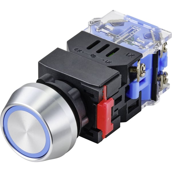 TRU COMPONENTS TC-9428152 LAS0-L-11ZEB/B/12V Painekytkin 250 V 5 A 1 x Pois päältä/päälle Napsautus Sininen IP40 1 kpl 1 kpl