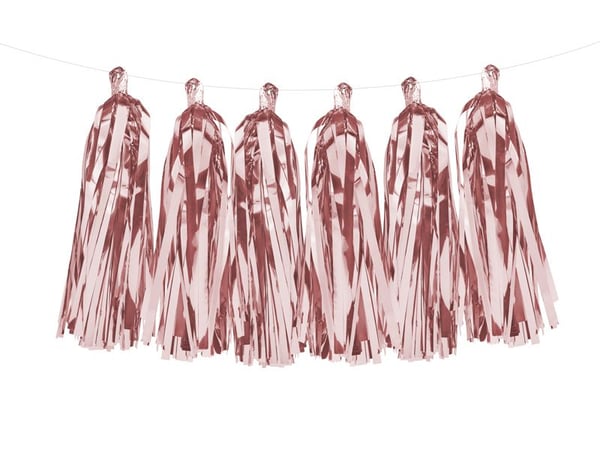 PartyDeco Girlande Quasten rosa, Garland, Rosegull, Gratulasjoner, 1,5 m, Tidsriktig, 50 stykker