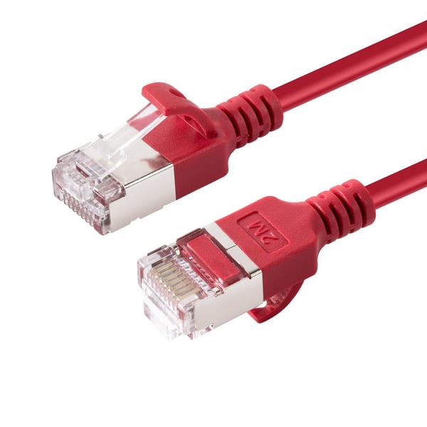 MicroConnect - Nettverkskabel - RJ-45 (hann) til RJ-45 (hann) - 15 cm - U/FTP - CAT 6a - halogenfri, uten hindringer, slank - rød