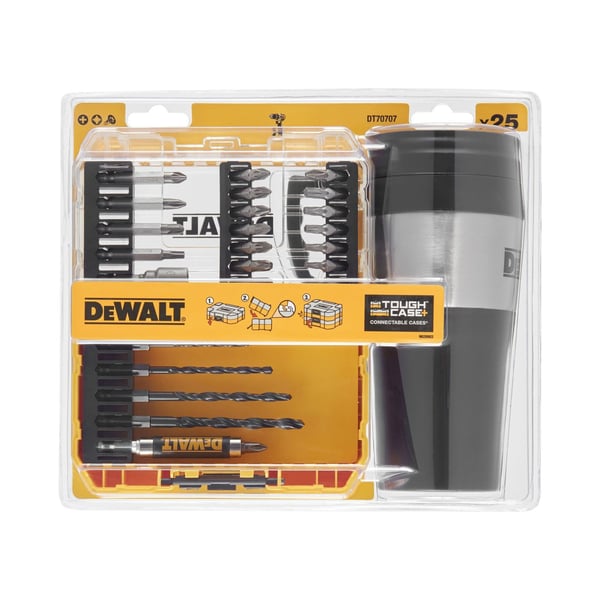 DeWALT DT70707-QZ pora-/kärkisarja - 25 osaa + lämpökuppi