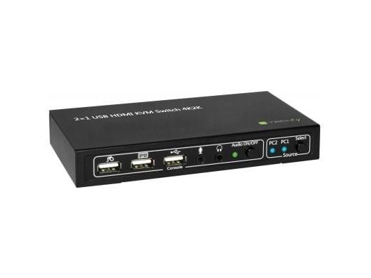 TECHly 2x1 USB HDMI KVM Switch 4Kx2K - Omkopplare för tangentbord/video/mus/ljud - 2 x KVM/ljud - 1 lokal användare - skrivbordsmodell