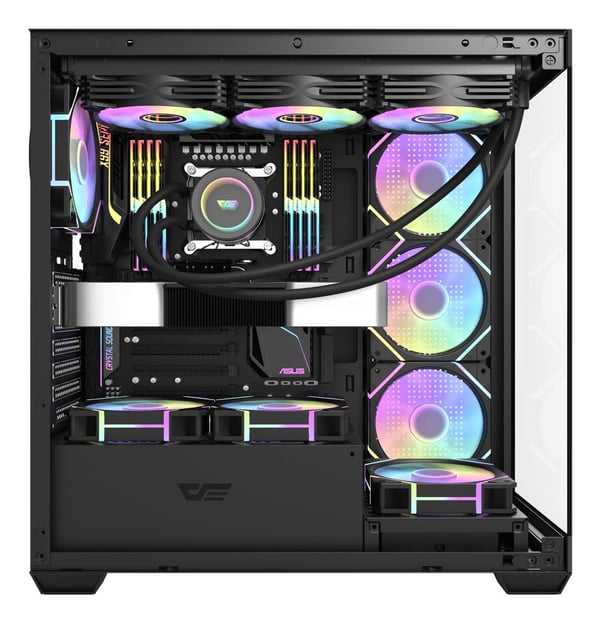 darkFlash DS900 datorchassi ATX/M-ATX/ITX, härdat glas, svart, utan fläktar