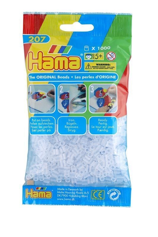 Hama Beads 207-19, Håndverkssett for barn, 5 år, PVC, gjennomsiktig, 1000 stk