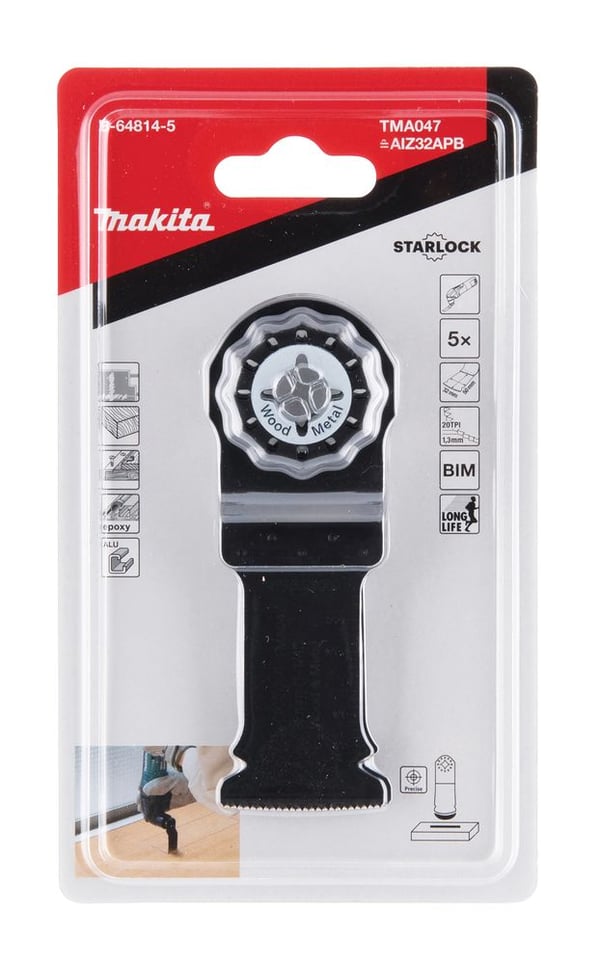 Makita monileikkuuterä 65mm - Aii65Apb Starlock puun ja karkaisemattoman metallin leikkaamiseen 1 kpl