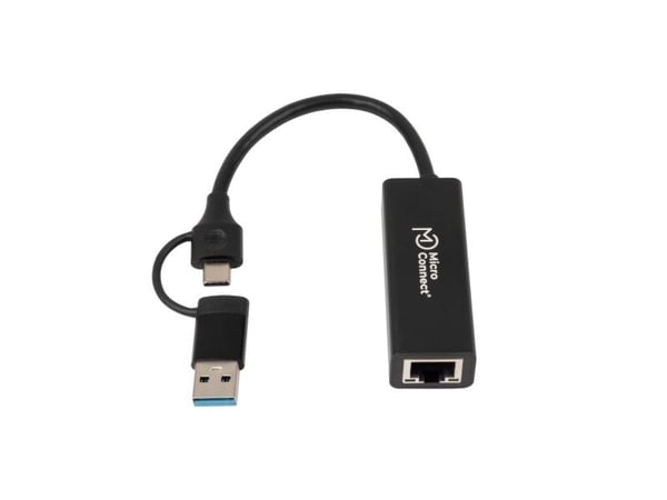 Adapter, MicroConnect Premium, 1.000 Mbps, USB-C/A til RJ45 network Gigabit