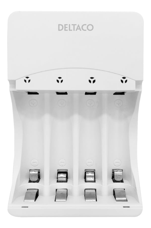 DELTACO Ultimate - Batterilader - (for 4xAA/AAA) - 4 x batterier lader - hvit