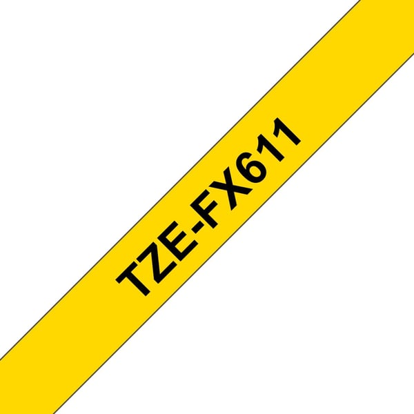 Brother TZFX611 - Svart på gult - Rull (0,6 cm) skriverteip - for Brother PT-D210, D600, H110, H200; P-Touch PT-1005, E550, H107; P-Touch Cube Plus...