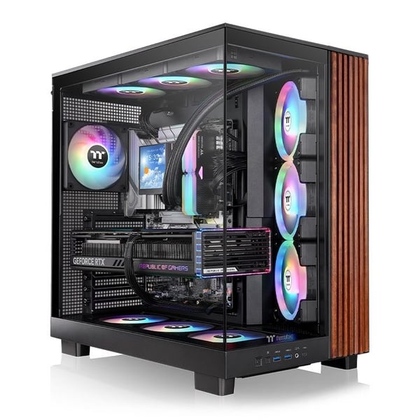Thermaltake View 380 XL WS ARGB - Mid tower - ATX - genomskinlig sidopanel (härdat glas) - ingen strömförsörjning (PS/2) - svart - USB/ljud