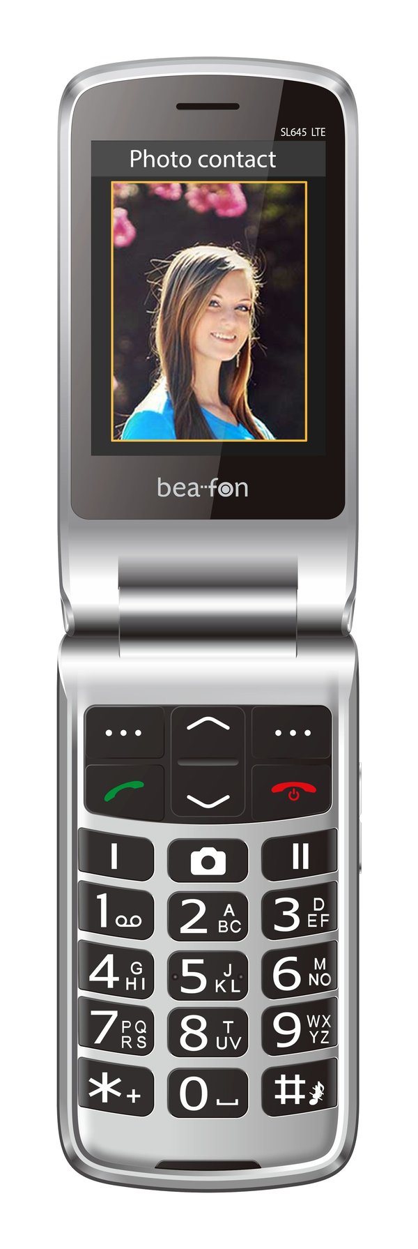 Beafon SL645 LTE, Simpukka, Yksittäinen SIM, 7,11 cm (2.8"), 1,3 MP, 1550 mAh, Musta, Hopea
