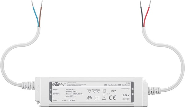 Goobay 74771, Elektroninen valaistusmuuntaja, Valkoinen, IP67, -20 - 45 °C, 100 W, 220 - 240 V