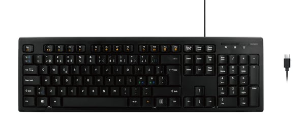 Deltaco TB-626-C, Täysikokoinen (100 %), Langallinen, USB, Kalvokytkin, QWERTY, musta