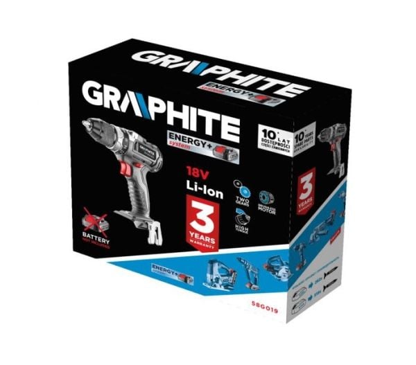 GRAPHITE 58G019 Energy+ akkuporakone 18 V hiiliharjaton 1700 rpm pikaistukka