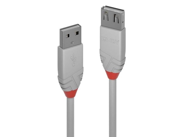 Lindy 36713, 2 m, USB A, USB A, USB 2.0, 480 Mbit/s, Grå