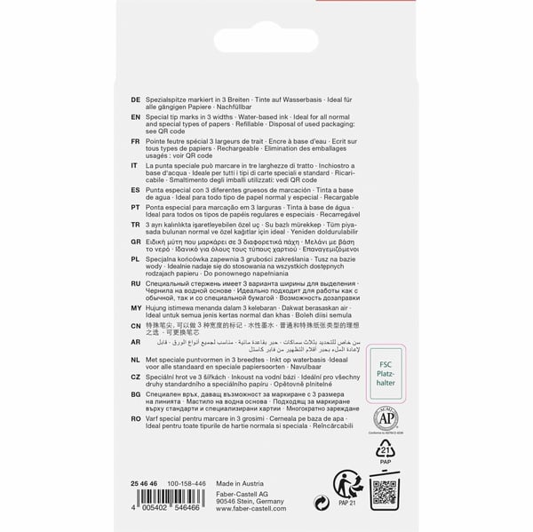 Faber-Castell 254646, 6 stykker, Blå, Grønn, Oransje, Rosa, Lilla, Gult, Blå, Grønn, Oransje, Gult, Rosa, Lilla, 1 mm, 5 mm, Vann-basert blekk