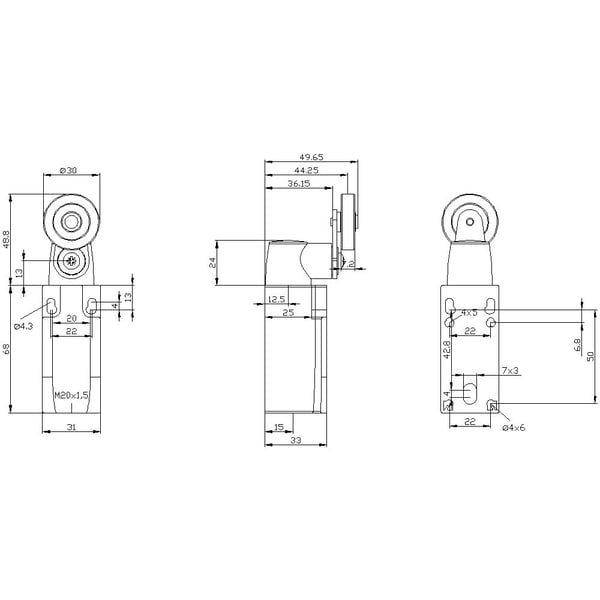 Siemens 3SE52320HK25 3SE5232-0HK25 Stoppströmbrytare 6 A Svängstång, metallstång, plastrulle IP65 1 st
