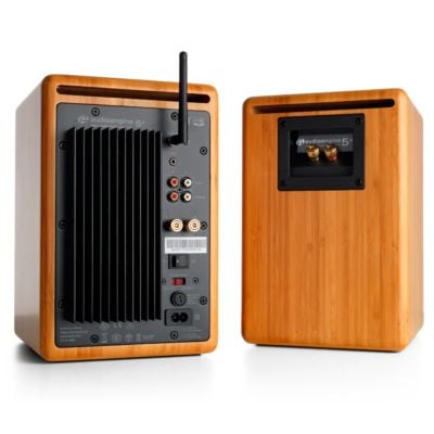 Audioengine A5+ - Høyttalere - bokhylle - trådløs - Bluetooth - 50 watt - toveis - solid naturlig bambus