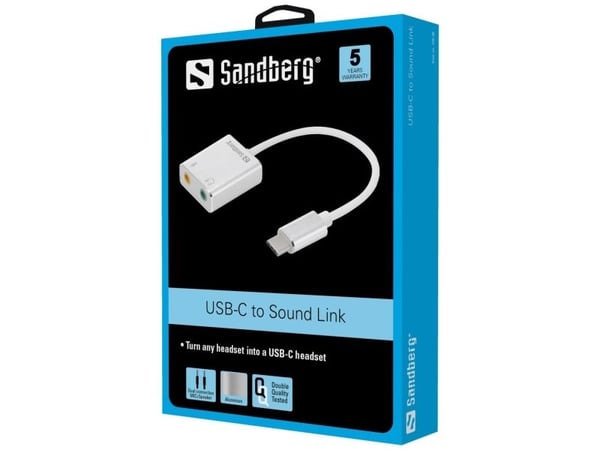 Sandberg USB-C to Sound Link - Lydkort - stereo - USB-C Sandberg USB-C to Sound Link - Lydkort - stereo - USB-C