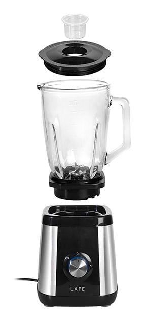 Lafe LAFBLE46185, Bänkmixer, Pulsfunktion, Iskrossning, 600 W, Svart, Rostfritt stål, Transparent