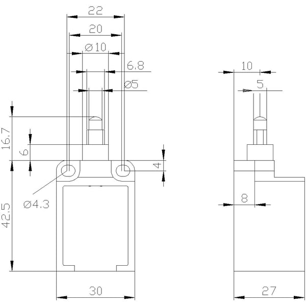 Siemens 3SE5250-0AC05, muovi, 45 mm, 42 mm, 97 mm, 26 g