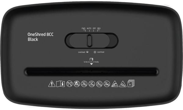 HP OneShred 8CC, Partikkelkutt-makulering, 22 cm, 5 mm, 25 l, 68 dB, Knapper