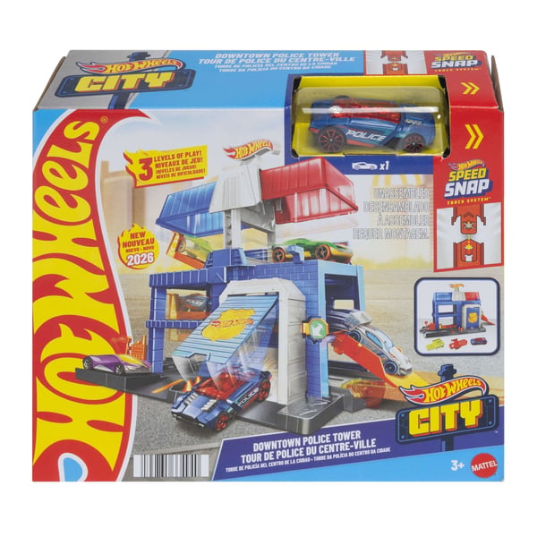 Hot Wheels City Downtown Police Station lekset JHL74, 1:64 polisbil