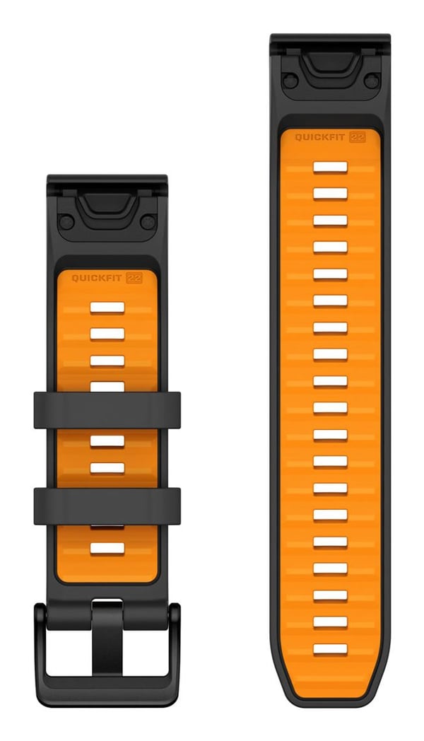 Garmin QuickFit 22 - Klokkestropp for sportsur - silikon - grafitt, glitrende oransje