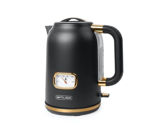 Muse MS-030 BC, 1,7 l, 2200 W, Svart, Rostfritt stål, Vattennivå indikator, Sladdlös
