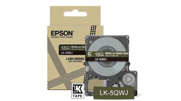 Epson LK-5QWJ, Khaki, Valkoinen, Lämpösiirto, Matta, LabelWorks LW-C410, 1,8 cm, 1 kpl