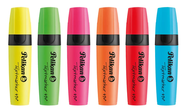 Pelikan Textmarker 490, 6 styck, Multifärg, Multi, Vattenbaserat bläck, Låda