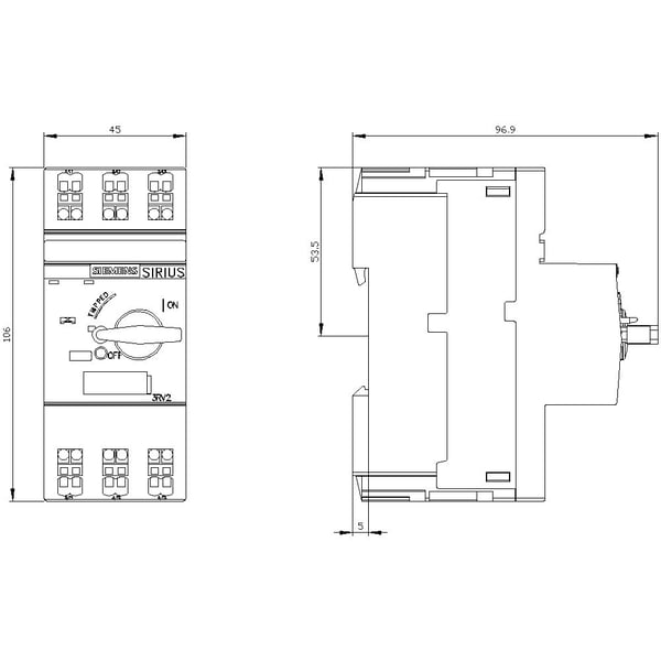 Siemens 3RV2311-1BC20 Katkaisija 1 kpl Kytkentäjännite (max.): 690 V/AC (L x K x S) 45 x 106 x 97 mm)