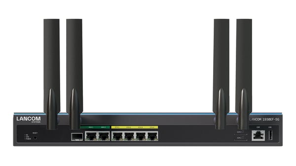 LANCOM 1930EF-5G (EU), musta, Työpöytä-/seinäkiinnitys, 1 tuuletin(ta), Ulkoinen, 10,100,1000 Mbit/s, 5G