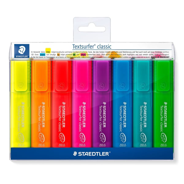 STAEDTLER Textsurfer classic - Markeringspenn - assorterte farger - fargeblekk - 1-5 mm (en pakke 8)