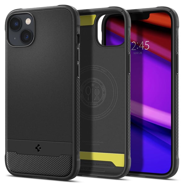 Spigen Rugged Armor Magfit - bakdeksel til mobiltelefon - MagSafe-kompatibilitet - polykarbonat, termoplastisk polyuretan (TPU), støtskum - matt sv...