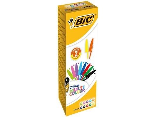 BIC Crystal, Klips, Uttrykkbar kulepenn med hengefeste, Svart, Blå, Grønn, Lyseblå, Lysegrønn, Oransje, Rosa, Lilla, Rød, Turkis, 20 stykker