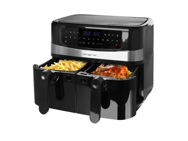 Emerio AF-126672.4, Varmluftsfrityr, 9 l, Dobbel, Sort, Berøringskontroll, Enkeltstående