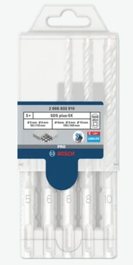 Bosch PRO SDS plus-5X SDS-plus-borsett 5 stk. 2608833910 5/6/6/8/10 mm