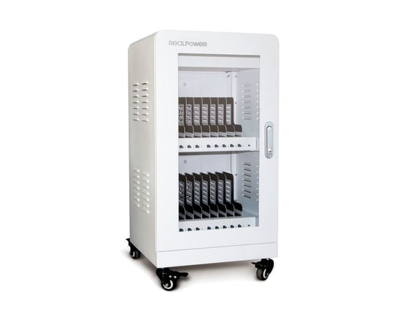 RealPower Power Station 20, Vogn for håndtering av bærbare enheter, Hvit, Gulv, USB, Over-spenning (volt), Overoppheting, Kortslutning, Nøkkel