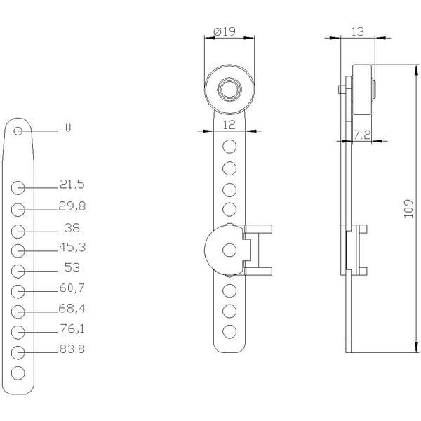 Siemens 3SE50000AA601AJ0 3SE5000-0AA60-1AJ0 Kääntövipu, metallivipu, muovirulla, 1 kpl, 38 g, 110 mm, 90 mm, 20 mm